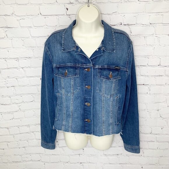 CALVIN KLEIN JEANS CROPPED CUT OFF DENIM JACKET FROM RECYCLED PLASTIC - … - Picture 2 of 4